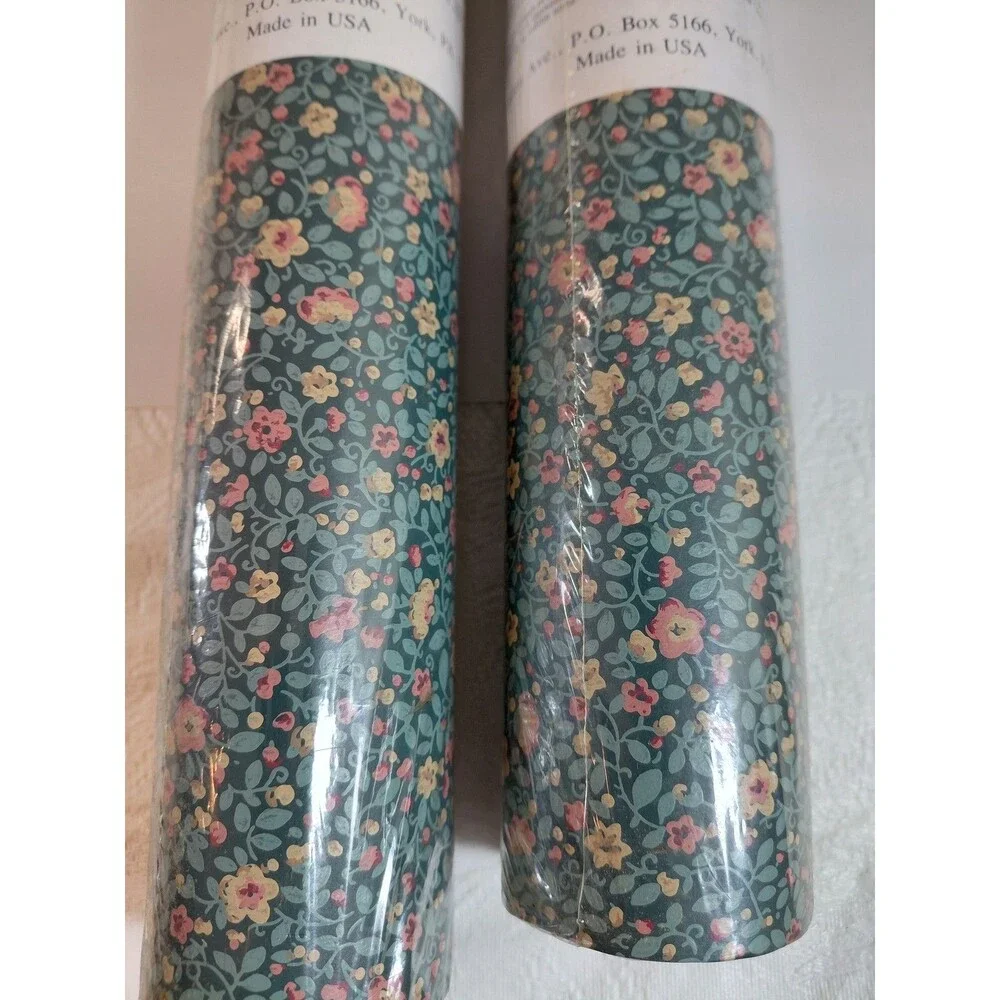 2 Rolls YORK Wallpaper CT5590 R-16 Floral Botanical Teal Pink Yellow Pre-Pasted